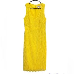 Diane Von Furstenberg Yellow Midi Sheath Dress